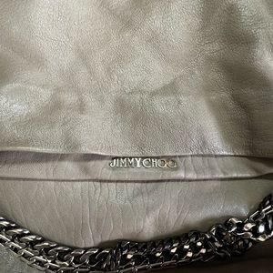 Last Offer - Jimmy Choo Leather chain accents Grey Purse / Handbag / Tote /Bag